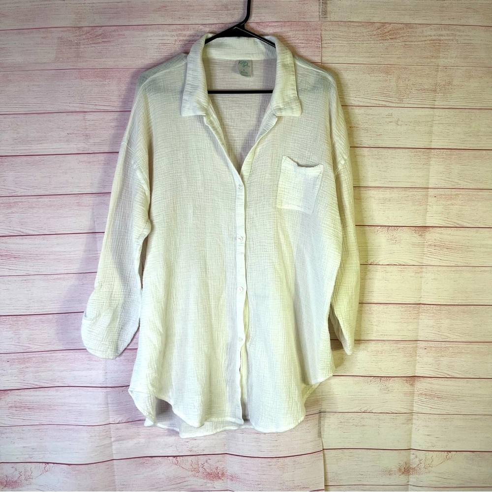 Kona Sol 100% Cotton White Button Down Shirt Sizeโ XL